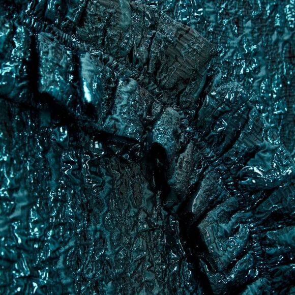 NWT Zara nwt green jacquard skirt Zara Teal Metallic Ruffle Mini Skirt XS - Picture 13 of 16